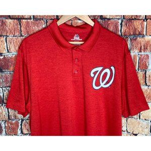 Washington Nationals Baseball MLB Men’s Cool Base XL Red Polo Striped Shirt